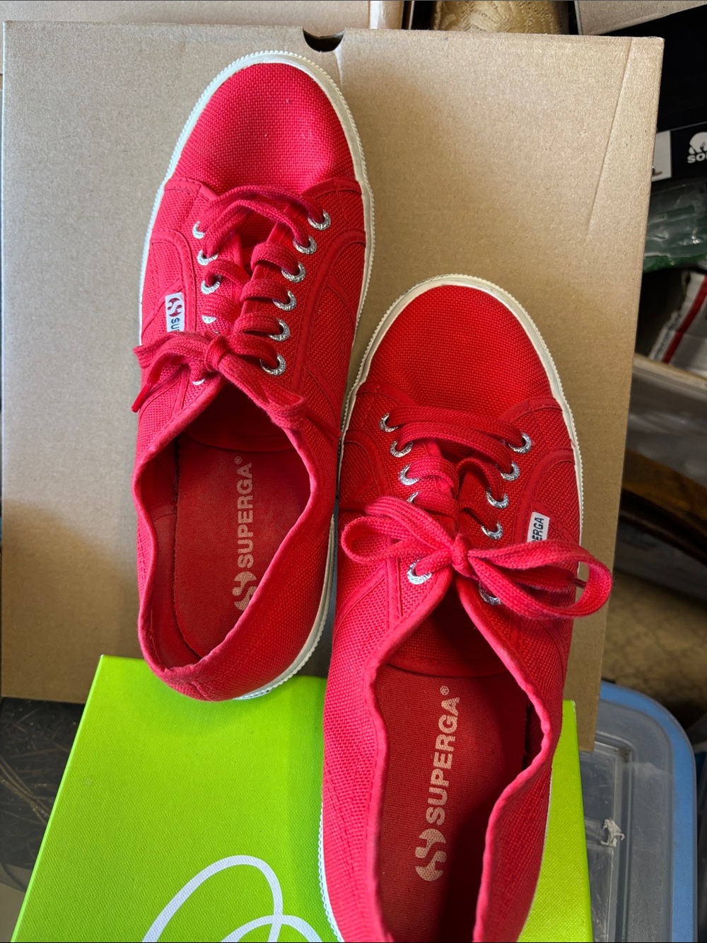 Superga Red Low-Top Canvas Sneakers/ Womenβs